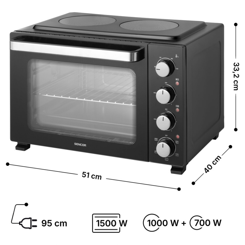Мини печка с керамичен плот Sencor SEO 3580BK